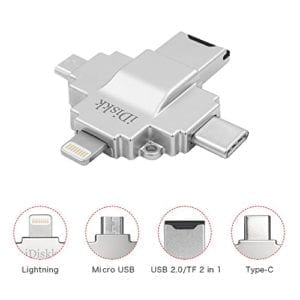 4 PORTS FOR MULTI USE: lightning + Micro USB + Type C + Micro SD Card